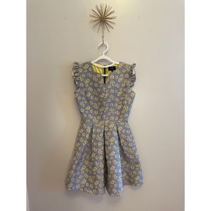 Designer Blue Dress with Yellow Roses